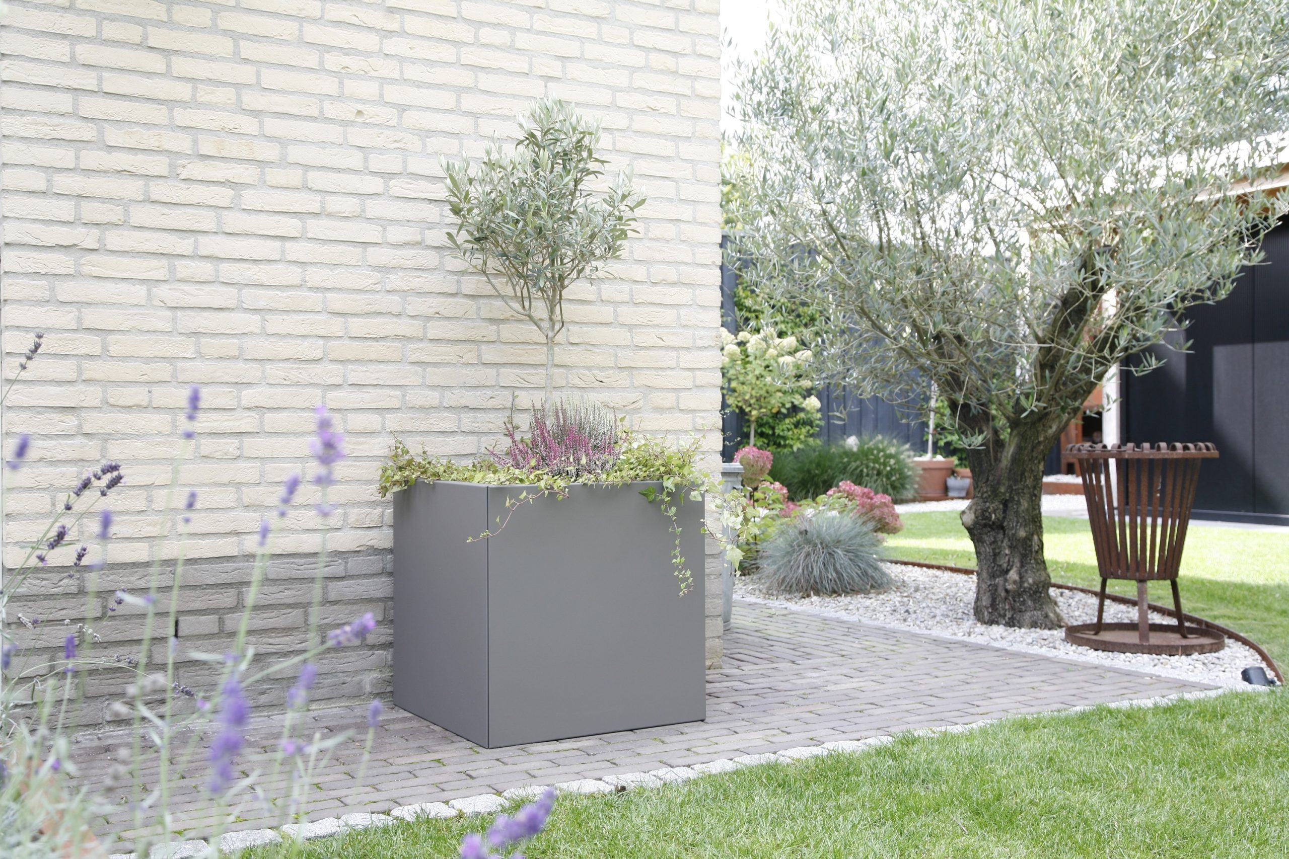 Plantenbak Vlak Taupe 60x60x80cm - Afbeelding 3